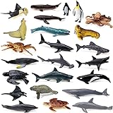 24 Stücke Meerestiere Figuren Hai Tier Spielzeug Badewanne Kunststoff Fisch Figur Delfin Deko Spielzeug Set Mini Ozean Kreaturen Figuren Weihnachten Geburtstag Geschenk für Jungen und M