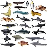 24 Stücke Meerestiere Figuren Hai Tier Spielzeug Badewanne Kunststoff Fisch Figur Delfin Deko Spielzeug Set Mini Ozean Kreaturen Figuren Weihnachten Geburtstag Geschenk für Jungen und M