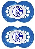 MAM Football Schnuller im 2er-Set, Original Schnuller im Fan Design vom FC Schalke, zahnfreundlicher Baby Schnuller aus MAM SkinSoft Silikon, 6-16 M