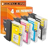 Gorilla-Ink 4 Patronen XXL kompatibel mit Brother LC-980 LC980 | Für Brother DCP-145C 163C 165C 167C 195C 197C 365CN 373CW 375CW 377CW MFC-250C 255CW 290C 295CN 297C