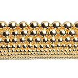 YELVQI Schön Natürliche Steinperle Gold Silber Farbe Hämatit Runde Facettierte Perlen für Schmuckherstellung Armband Halskette 15 '' Stränge (Color : Golds Plated, Size : 8mm 45pcs)