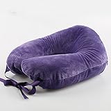 LSX Tragbares Reisekissen U-förmiges Nackenkissen Büroraum Memory Foam Cushion Stützhals Kopf Leicht Weich 3 Farben Kissen (Color : Purple)