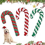 TaimeiMao 3 Stück Hundespielzeug Seil,Weihnachten Hundespielzeug,Hundespielzeugseil aus 100% Baumwolle,Interaktives Hunde Spielseil für Zahnreinigung,Weihnachts Zuckerstange Seil,Hunde Kauspielzeug