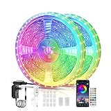 LED Strips 20M, RGB Smart LED Streifen Farbwechsel LED Band, Musik Sync LED Lichterkette mit Fernbedienung und App-steuerung, für Leiste, Zuhause, Schlafzimmer, Küche, Party