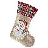 Yokbeer Nikolaussocken Deko Groß, 3D Weihnachsstrumpf und Weihnachtsdekoration, Nikolausstrumpf mit Weihnachtlicher Stickerei Als Bonbontüte, Hängende Strümpfe für Weihnachtsdek