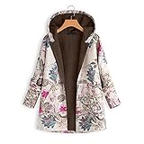WAQD Women Vintage Fleece Overcoats Winter Warm Hooded Zipper Long Sleeve Thick Coat Elegant Jacket Ladies Casual Outerwear Kapuzenjacke Plüschjacke Übergangsjacke Kapuze Sweatjacke Hoodie Cardig