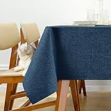 Tischdecke Outdoor Wasserabweisend Abwaschbar Gartentisch Leinen Optik Tischdeko Tischdecken Lotus Effekt Tischtuch Wachstuchtischdecke Restaurant Küche Bistro 140x240 cm Dunkelb