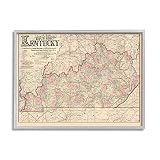 Stupell Industries Daphne Polselli Kunstdruck, gerahmt, Motiv Kentucky Südstaatskarte, Vintage-Stil, 50,8 x 40,6 cm, Beig