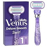 Gillette Venus Deluxe Smooth Swirl Rasierer Damen, Damenrasierer mit 1 Rasierklinge, 5 langlebige Klingen für eine besonders lang anhaltend glatte Haut, Frauen Geschenk