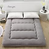 DNNAL Japanische Bodenmatratze Kinder, 4IN Verdicken Tatami Matte Isomatte Faltbare Aufrollmatratze,Kinderboden Liegebett Couches und Sofas,Grau,120X200CM