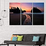 Nordic style 3 stück 50x100 cm Kein Rahmen Landschaften Strand Silhouette Felsen Malerei Bild Modulare Posterdruck Wohnzimmer Schlafzimmer Wohnk