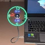 Justup USB Ventilator, LED RGB Lüfter zeigt Uhrzeit und Temperatur an,RGB-Version Mini-USB-LED-Lüfter mit flexiblem Schwanenhals, LED-Anzeige/Memory-Funktion für PC/Laptop/Desktop(Uhr + Temperatur)