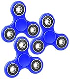 Newgen Medicals Fidget Hand-Spinner: 3-seitiger Hand-Spinner mit ABEC-7-Kugellager, blau, 3er-Set (Fidget Spinners for Stress Relief)