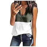 Einfarbig Damen Tank Tops Weste Sommer Oberteil V Ausschnitt Ärmellos Oberteile Tunika Top Hemdbluse Blusen Unterhemden Vests Casual Tee Shirt Mit Knopf Basic Shirt Elegant Hemd T