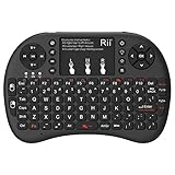 Rii Mini i8+ Wireless (QWERTY US layout) - Mini Beleuchtete Tastatur mit Multi-Touch Maus-Pad für Smart TV, Mini PC, HTPC, Computer und Konsolensp