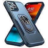 LStiaq Armor Hülle für iPhone 13 Pro Max Hülle, PC und TPU Silikon Cover stoßfeste Stoßstangen Schutzhülle mit Ringständer für iPhone 13 Pro Max (Blau)