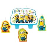 Amscan 9907322 - Mini-Figurenkerzen Despicable Me Minions Happy Birthday, 4 Stück, Kuchenk