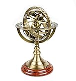 Nagina International Antique Vintage Zodiac Armillary Messing Sphere Globe Wooden Display | Piraten antikes Schiff Dekor (Medium, Antique Brass)