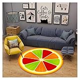 Kfdzsw Teppich Cartoon Boden Bereich Teppich Stuhl Mat Fruit Lemon 3D Printed Kinderspielmatte Dekor-Flanell Nicht Beleg Runde Teppich (Color : No.10, Size : Diameter 160cm)