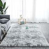 Hochflor Teppich Wohnzimmerteppich, Soft Area Rug Schlafzimmer Shaggy Teppich, Shaggy Schlafzimmer Bettvorleger Outdoor Carpet Grau 160 x 200