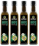 Kräuterland Bio Hanföl - Hanfsamenöl 1 Liter (4x250ml) 100% rein kaltgepresst - hoher Anteil an Omega 3-6-9 Fettsäuren - vegan in Premium Q