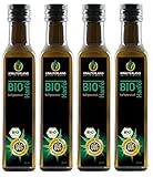 Kräuterland Bio Hanföl - Hanfsamenöl 1 Liter (4x250ml) 100% rein kaltgepresst - hoher Anteil an Omega 3-6-9 Fettsäuren - vegan in Premium Q