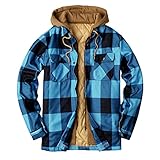Berimaterry Kapuzenhemd Herren Kariert Mit Kapuze Reißverschluss Kapuzenjacke Flanellhemd Hemdjacke Winterparka Winterjacke Thermohemd Hoodie H
