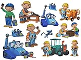 alles-meine.de GmbH 10 TLG. Set: Wandtattoo / Sticker + Fensterbilder -  Bob der Baumeister  - Wandsticker Aufkleber für Kinderzimmer - Jungen Baustelle / Baustellenfahrzeug