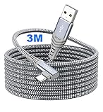 Siwket USB-C-Kabel, 90 Grad, Typ C-Kabel, 3 m, geflochtenes USB-A auf USB-C-Ladekabel für Galaxy S10, S9, S8 Plus, Note 9, 8, A50, A70, A80, LG G7, G6, G5