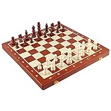 Schachspiel Holz, Magnetisch Schachbrett Faltendes Internationales Schach Set für Parte Familien Aktivitäten, 40 × 40 × 2,5 cm für Erw