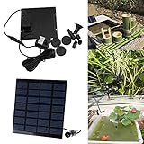 Sunerlory Solar-Teichpumpe, DC 7 V, 180 l/h, Solarpanel, Wasserspielpumpe, Garten, Pool, Teich, Aquarium, Brunnen, bürstenlose Solar-Teichpumpe mit Wasserauslasskappen, 1.2w