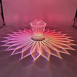 HMAKGG Diamant Kristall Nachttischlampe RGB LED Tischleuchte Modern Acryl USB Nachtlicht Touch Stimmungslicht Bunt Farbwechsel Nachttisch Wohnzimmer Bar Schreibtischlampe,Weiß