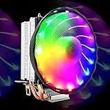 Monnadu Hochleistungs-Kühllüfter Anti-Vibration mit geräuschloser Kühlkörper-kraftvoller tragbarer CPU-Kühler mit Buntem RGB-Licht für Desktop-Computer RGB