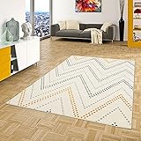 Pergamon Teppich Modern Trendline Zick Zack Creme Gelb in 5 Größ