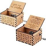 NEPAK 2 Pack Spieluhr mit Handkurbel,You Are My Sunshine Handkurbel Spieluhren Antike Geschnitzte Vintage,für Mutter zu T
