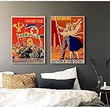 DFHDFH Vintage Nordkorea Propaganda Poster der Große Führer Klassische Leinwand Gemälde Poster Und Druck   Für Wohnzimmer Wohnkultur 40x60cm X2 Kein R