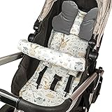 Sitzauflage Kinderwagen Einlage - Buggy Auflage Sitzeinlage für Kindersitz atmungsaktiv universal Set mit Gürtelschutz 75 x 35