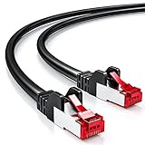 deleyCON 1m CAT6 Patchkabel S/FTP PIMF Schirmung CAT-6 RJ45 Netzwerkkabel Ethernetkabel LAN DSL Switch Router Modem Access Point Patchfelder - Schw