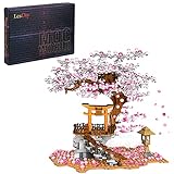 TRCS Sakura Baum Bausteine mit Bauplatten, 1167 Teile Japanische Kirschbaum Baumhaus, Custom Landschaft Kompatibel mit Lego Baumhaus 21318