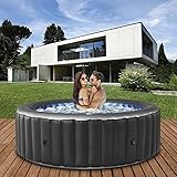 Miweba MSpa aufblasbarer Whirlpool 2021 Comfort Bergen C-BE041 - für 4 Personen - 118 Luftdüsen - 180.0 x 180.0 x 70.0 cm - Pool aufblasbar (Anthrazit)