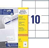 AVERY Zweckform 3425 Adressaufkleber (1.000 Klebeetiketten, 105x57mm auf A4, Papier matt, individuell bedruckbare Absenderetiketten, selbstklebende Adressetiketten mit ultragrip) 100 Blatt, weiß