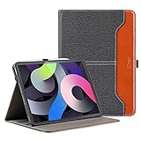 DLveer Hülle für iPad 10.9 2020 (iPad Air 4. Generation) mit Weicher TPU Hüllen, PU Leder Case Cover mit Tasche, Auto Sleep/Wake Funktion, Mehreren Winkeln für iPad Air 4 10,9 Zoll, Schwarz/B