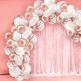 Party Ballons Set, MJIIM 103 Stück Ballons Dekoration Bogen Set mit Rose Gold, Weiß, Klare Konfetti Ballons für Geburtstag, Hochzeit, Verlobung, Babyparty, Brautparty
