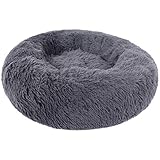 BVAGSS Rundes Plüsch Hundesofa Katzensofa Kissen Bett Rund Sofa Haustierbett für Katzen und Hunde XH034 (Diameter:60cm, Dark Grey)