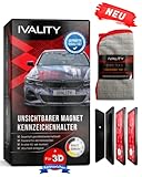 IVALITY Magnetischer Kennzeichen-Halter - Rahmenloser Magnet-Halter für 1x 3D-Kennzeichen - Nummernschild-Halterung - Wechselkennzeichen Auto-Zubehö