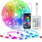 ABCDJHH Led Strip Lighting,2m/5m Fernbedienung Led Lichtband,APP Steuerbar Musikmodus,Farbwechsel LED Band Leiste für die Beleuchtung von Haus,Party,Kü