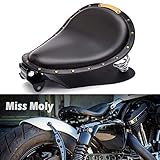 Motorrad Leder Solo Sitz, Motorrad Sitz Mit Frühling Grundplatte für Bobber Sportster XL1200 883 48 Dyna Softail(Schwarz)