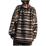 Eaylis Damen Herren Strickpullover Oversize Rundhals Langarm Gestreifte College Strickpulli Teenager Mädchen Pullover Retro Winter Korean Mode Pullover Strickwaren Harajuku Kleidung Oberteile Top