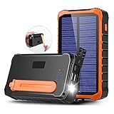 WKZ Powerbank Solar Outdoor 12000 MAh Große Kapazität，solar Powerbank Wasserdicht Manuelle Eigenerzeugung，solar Ladegerat Handy Tragbar Dual-USB Kann Das Telefon Schnell Aufladen(Color:12000mah)