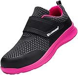 LARNMERN Sicherheitsschuhe Damen Arbeitsschuhe,LM180121 SBP Atmungsaktive Leichte Reflektierende rutschfeste 42 EU,Pink